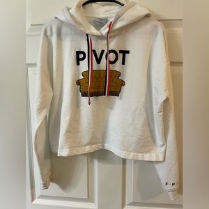 NWOT Friends Cropped Hoodie, Size Small, White